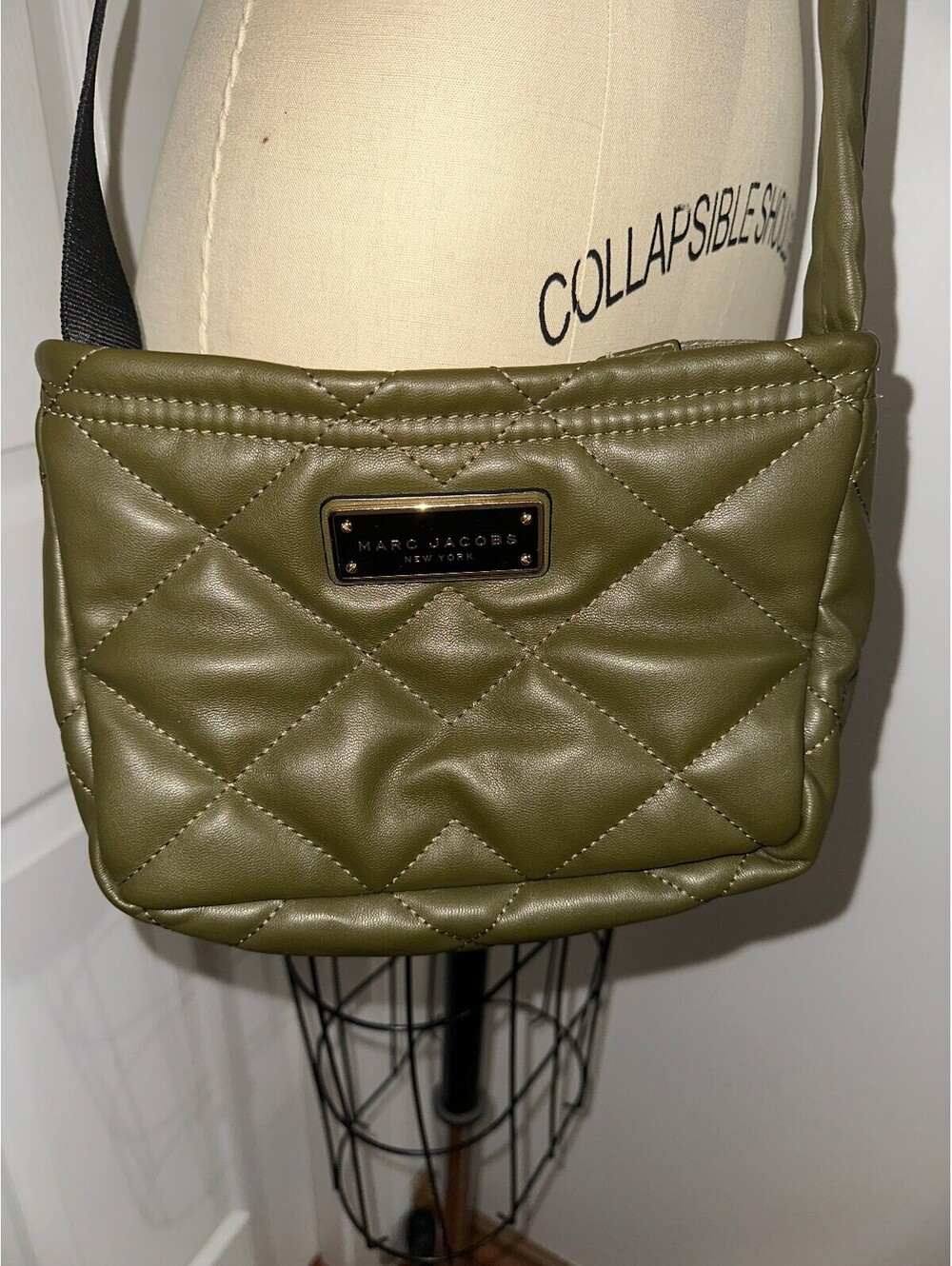 Marc Jacobs Dark Green Quilted Crossbody Bag - Vintage Y2K